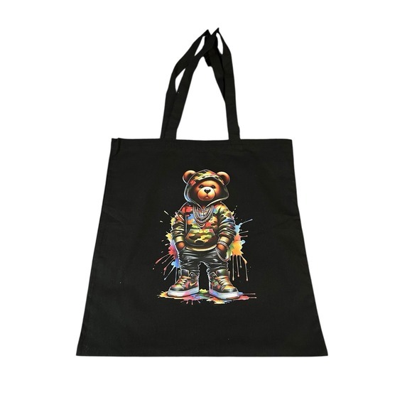 Handmade Handbags - NEW canvas tote shoulder bag custom graphic handmade W 14 H 16‎ SH 11 inches